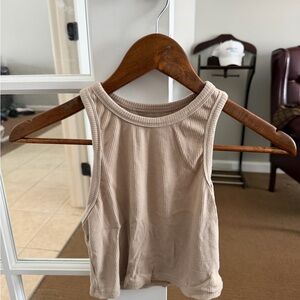Sleeveless Ribbed Tan Top